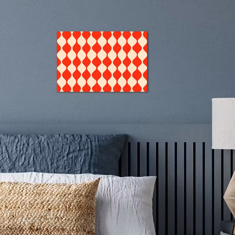 Golvend patroon - Retro - Rood - Beige poster papier klein 62 -sfeer2
