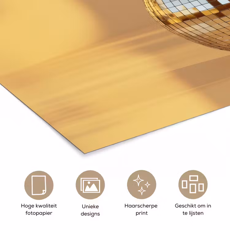 Goud - Disco - Glitter - Peer poster papier klein -closeup_NL