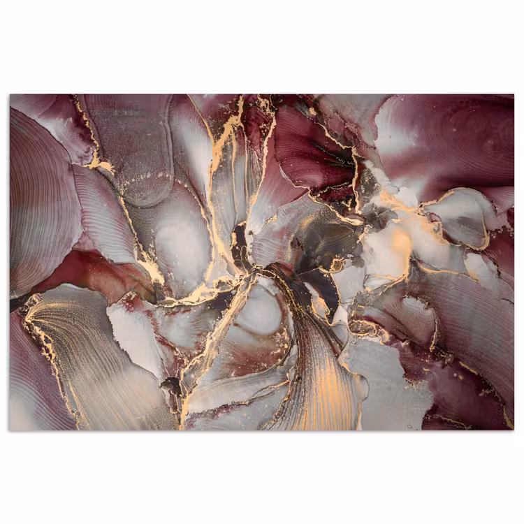 Goud - Marmer - Paars poster papier klein -3d