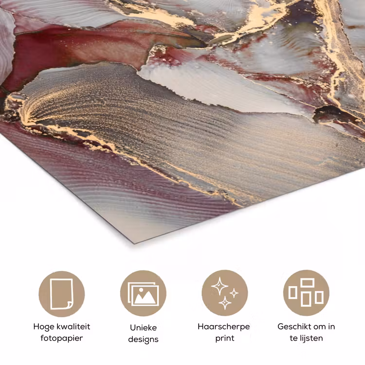 Goud - Marmer - Paars poster papier klein -closeup_NL