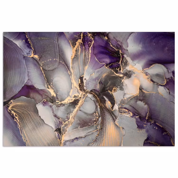 Goud - Paars - Marmer poster papier klein -3d
