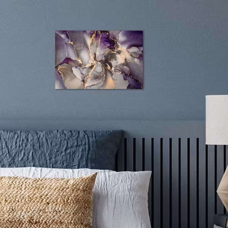 Goud - Paars - Marmer poster papier klein -sfeer2