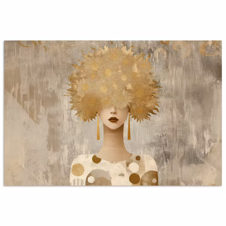 Goud - Portret - Vrouw poster papier klein -3d