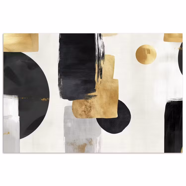Goud - Rechthoeken - Cirkels - Abstract poster papier klein -3d