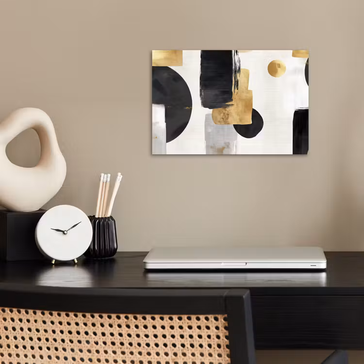 Goud - Rechthoeken - Cirkels - Abstract poster papier klein -sfeer1