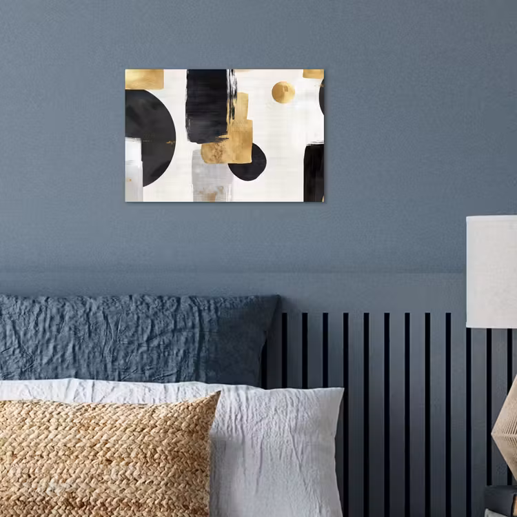 Goud - Rechthoeken - Cirkels - Abstract poster papier klein -sfeer2