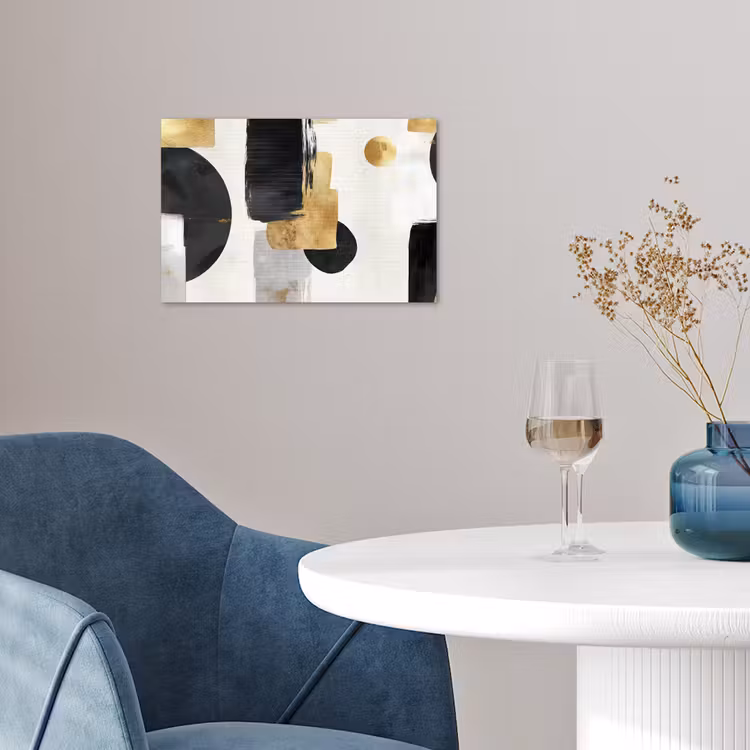Goud - Rechthoeken - Cirkels - Abstract poster papier klein -sfeer3