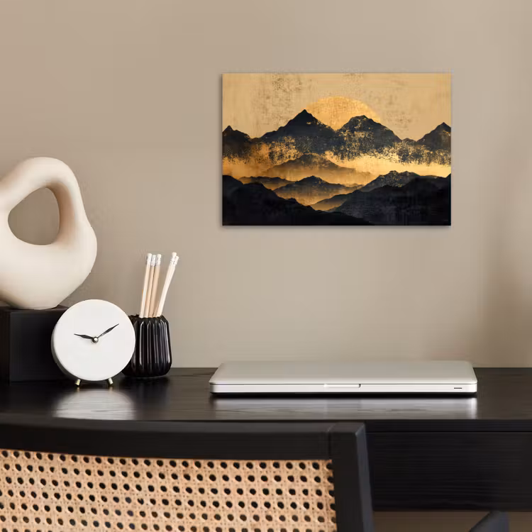 Gouden Bergen bij Maanlicht poster papier klein -sfeer1