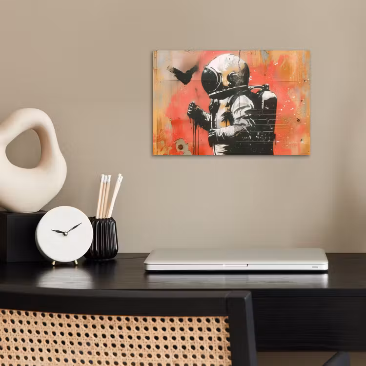 Graffiti - Astronaut - Street art - Ruimte - Banksy poster papier klein -sfeer1