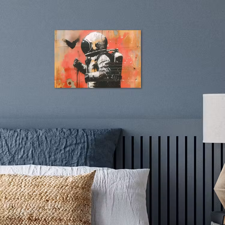 Graffiti - Astronaut - Street art - Ruimte - Banksy poster papier klein -sfeer2