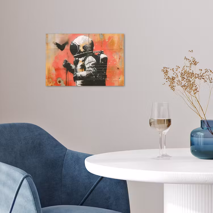 Graffiti - Astronaut - Street art - Ruimte - Banksy poster papier klein -sfeer3