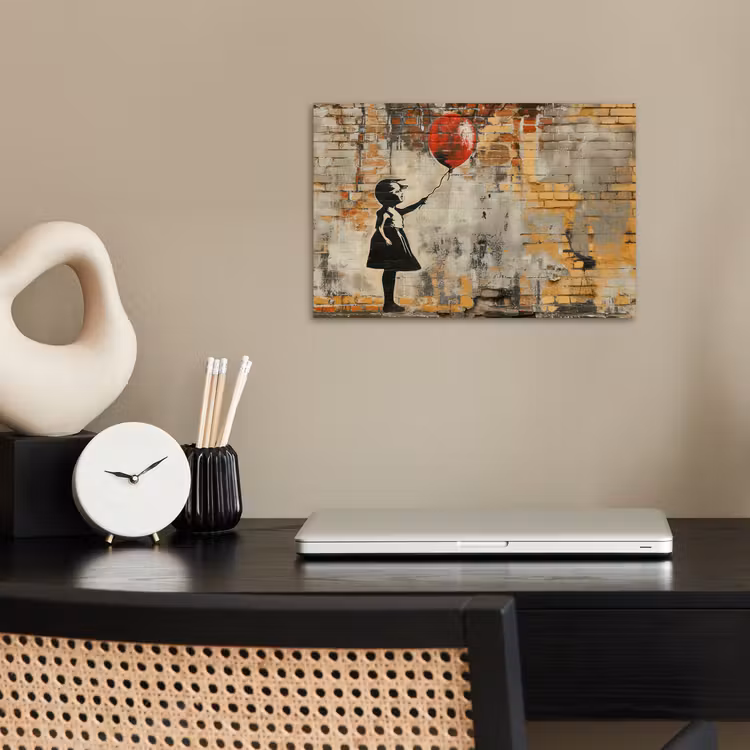 Graffiti - Banksy - Meisje - Street art poster papier klein -sfeer1