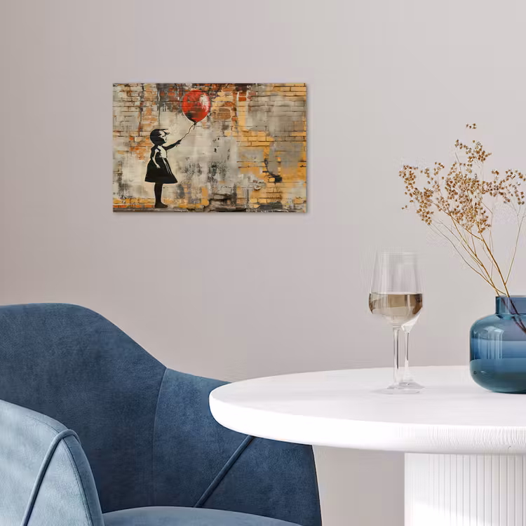 Graffiti - Banksy - Meisje - Street art poster papier klein -sfeer3