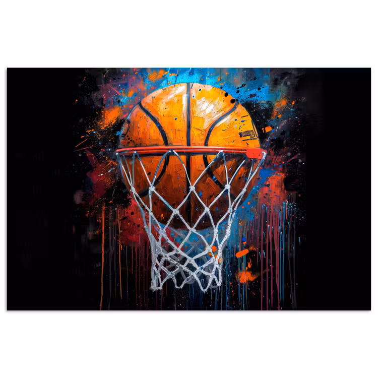 Graffiti - Basketbal - Sport - Zwart - Street art poster papier klein -3d