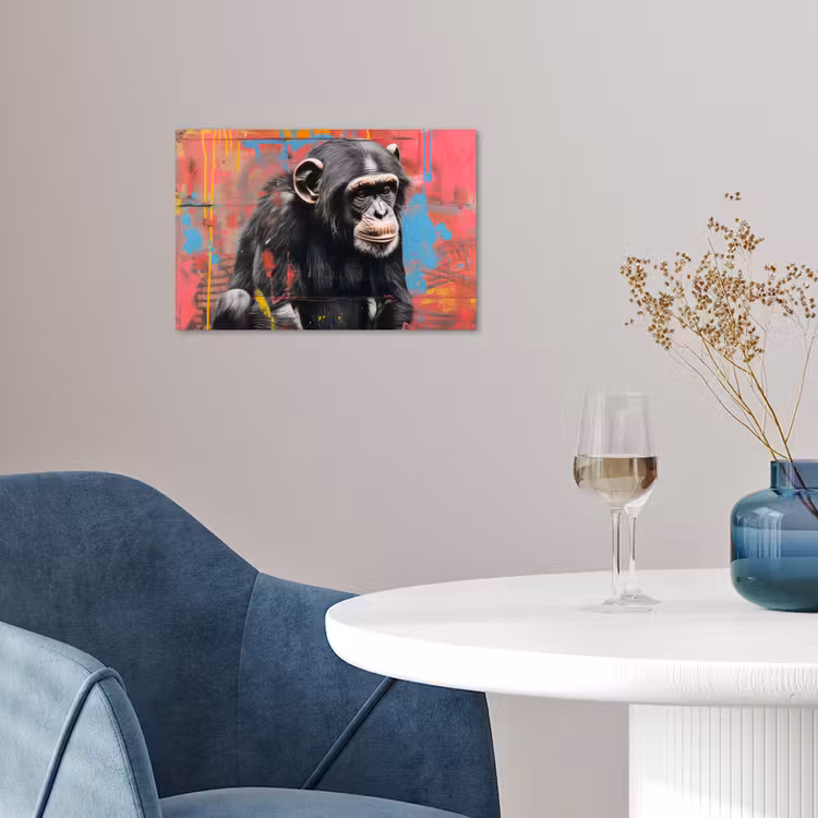 Graffiti - Chimpansee - Dieren - Street art - Banksy poster papier klein -sfeer3