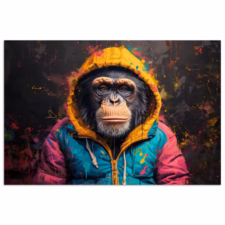 Graffiti - Chimpansee - Jas - Aap - Verf poster papier klein -3d