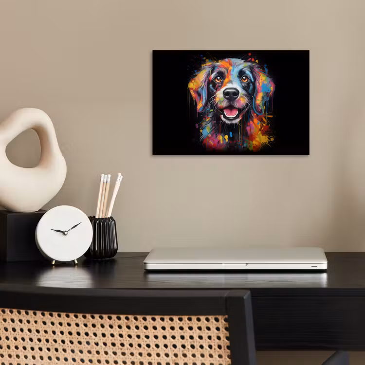 Graffiti - Hond - Zwart - Kleuren poster papier klein -sfeer1