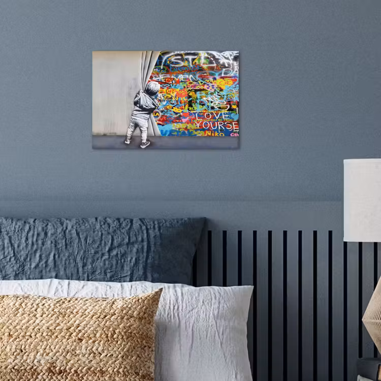 Graffiti - Illusie - Jongen - Street art poster papier klein -sfeer2