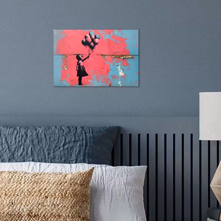 Graffiti - Meisje - Ballon - Banksy - Street art poster papier klein -sfeer2