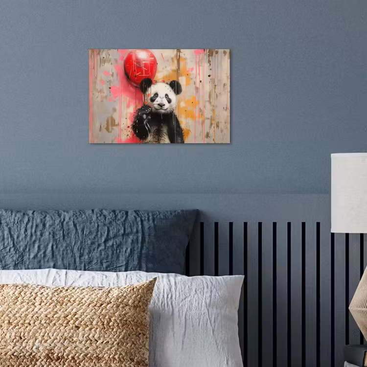 Graffiti - Panda - Ballon - Street art - Banksy poster papier klein -sfeer2