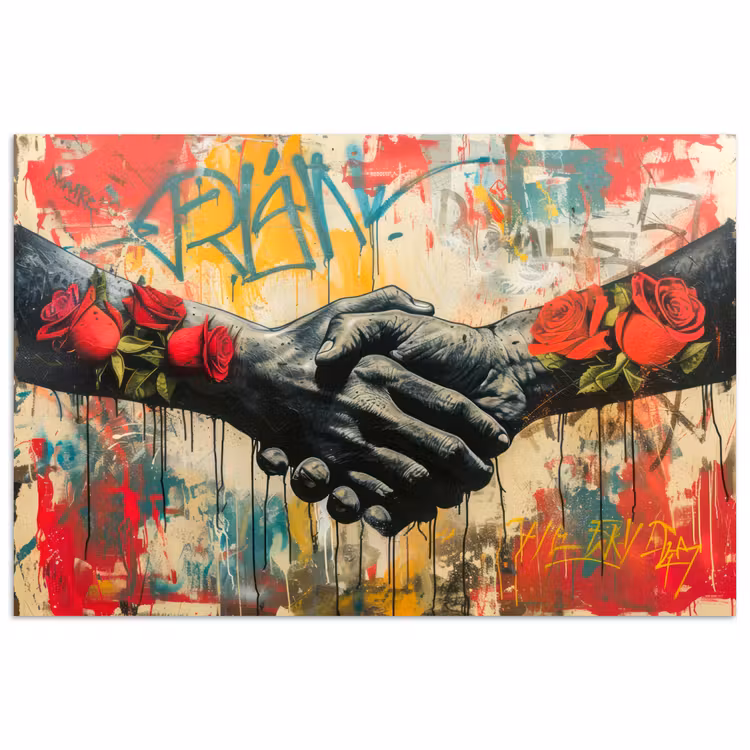 Graffiti - Rozen - Handen - Street art - Banksy poster papier klein -3d