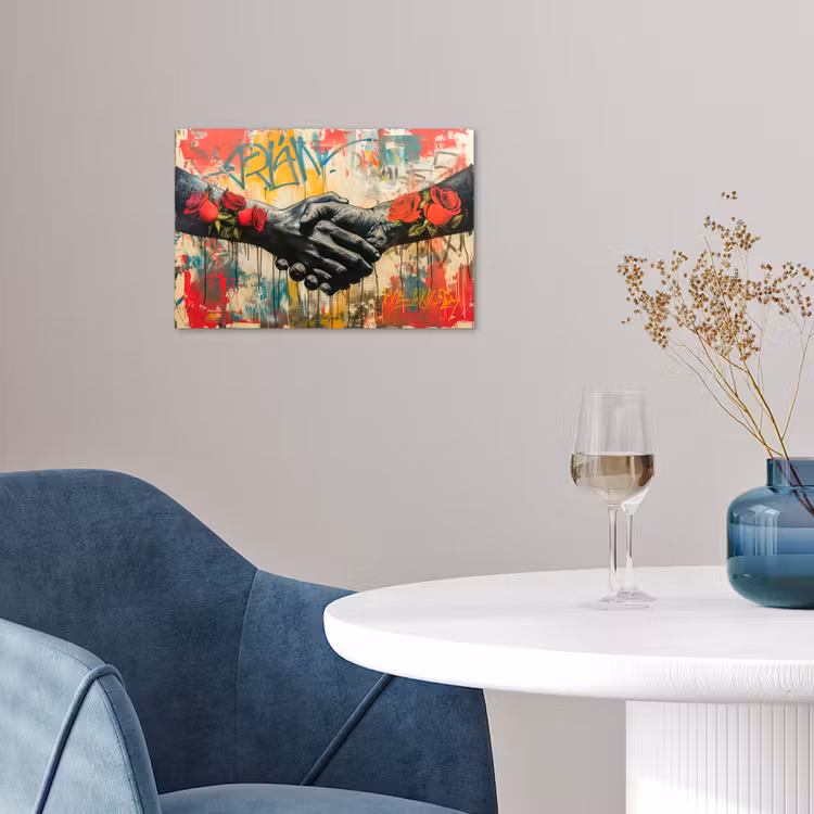 Graffiti - Rozen - Handen - Street art - Banksy poster papier klein -sfeer3