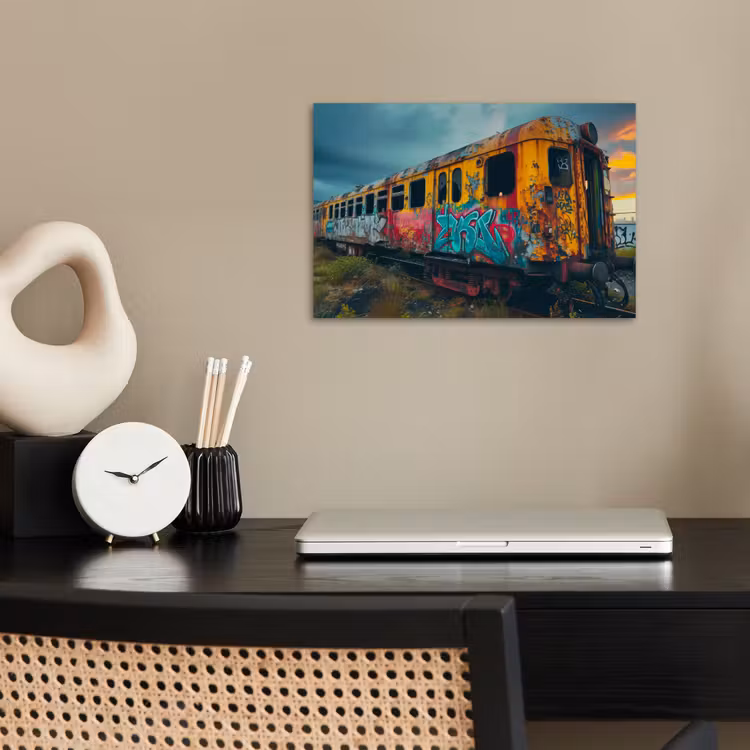 Graffiti - Trein - Street art - Verlaten poster papier klein -sfeer1