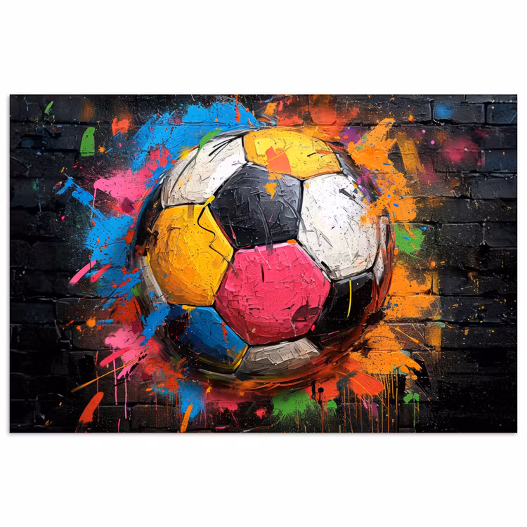 Graffiti - Voetbal - Muur - Street art - Sport poster papier klein -3d