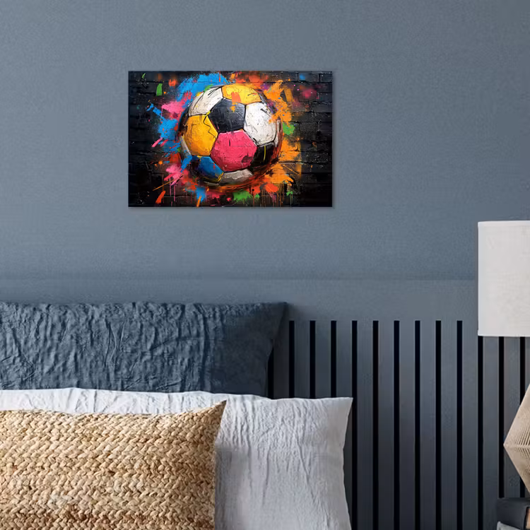 Graffiti - Voetbal - Muur - Street art - Sport poster papier klein -sfeer2
