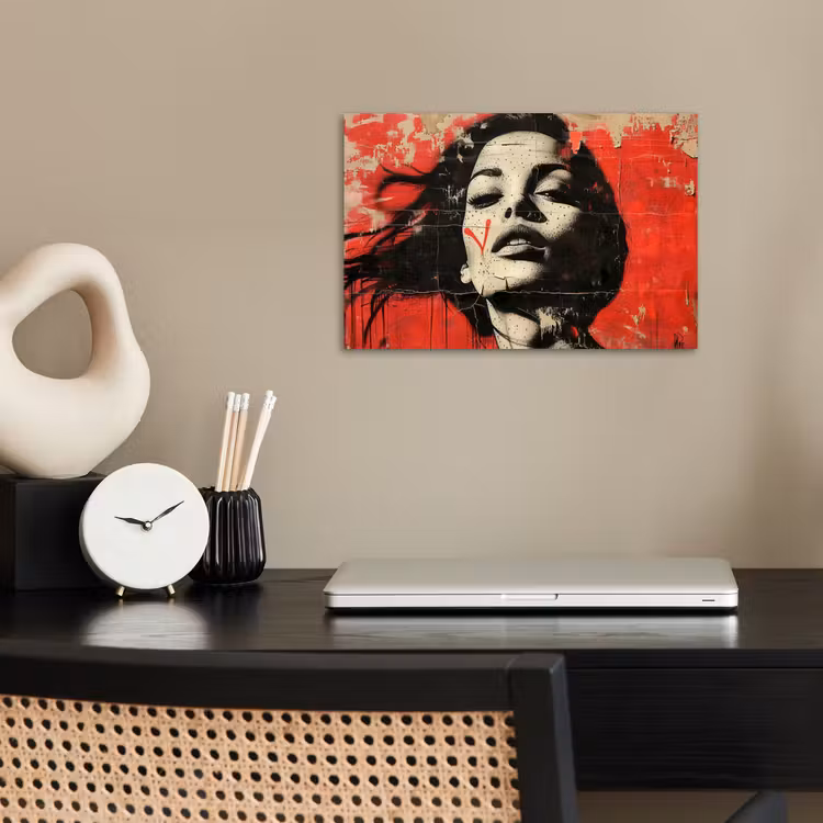 Graffiti - Vrouw - Rood - Street art - Banksy poster papier klein -sfeer1