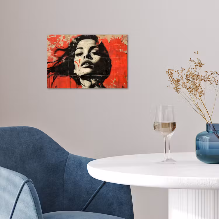 Graffiti - Vrouw - Rood - Street art - Banksy poster papier klein -sfeer3
