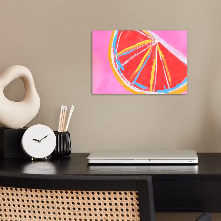 Grapefruit - Geschilderd - Roze - Strepen poster papier klein -sfeer1