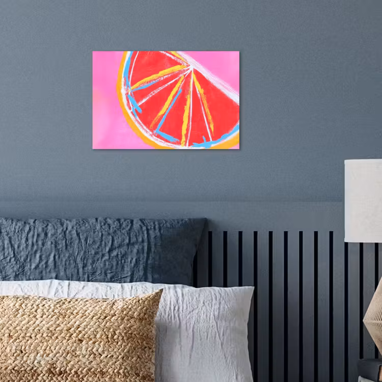 Grapefruit - Geschilderd - Roze - Strepen poster papier klein -sfeer2