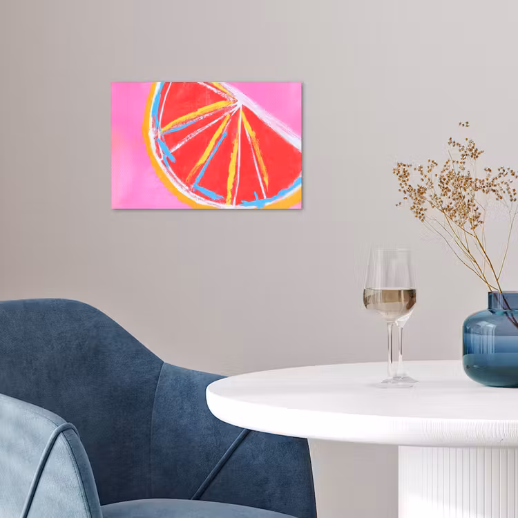 Grapefruit - Geschilderd - Roze - Strepen poster papier klein -sfeer3