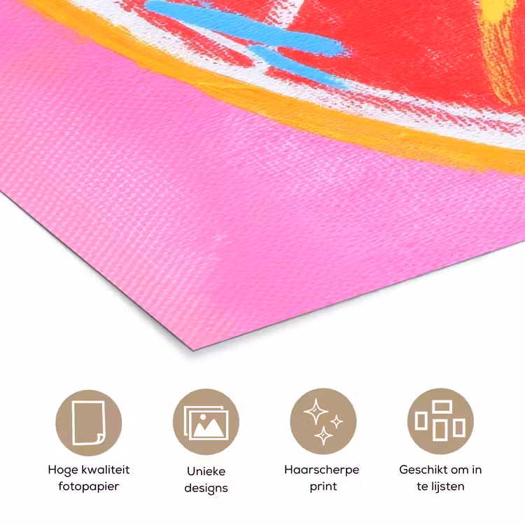Grapefruit - Geschilderd - Roze - Strepen poster papier klein -closeup_NL