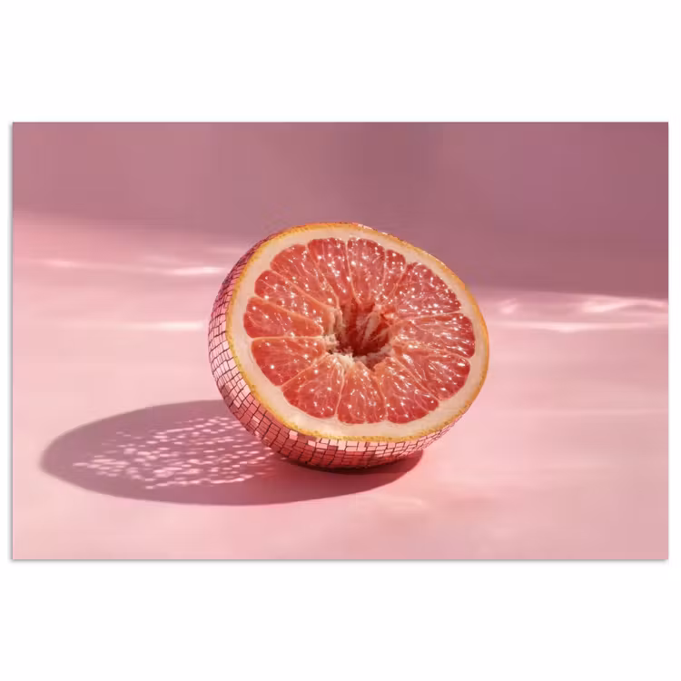 Grapefruit - Roze - Disco - Shiny poster papier klein -3d