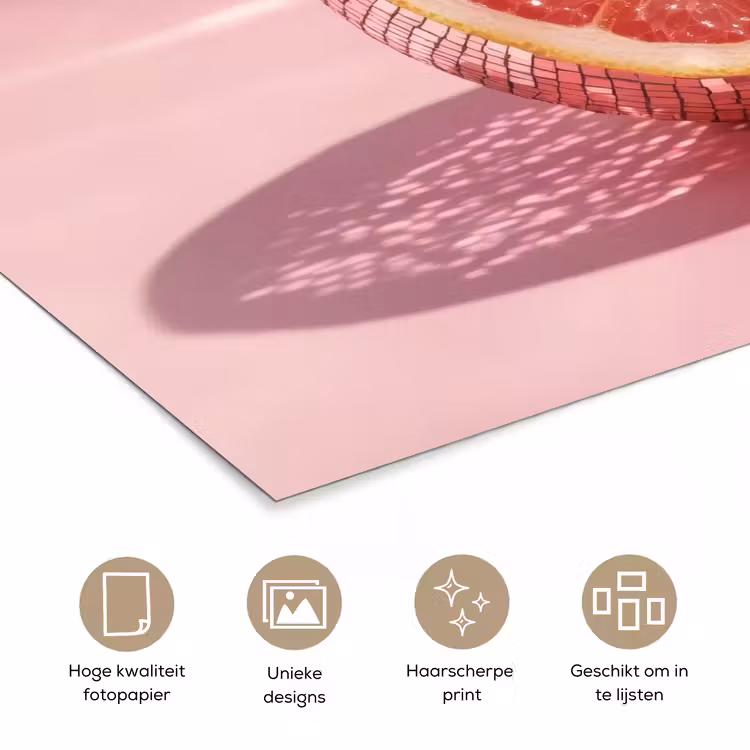 Grapefruit - Roze - Disco - Shiny poster papier klein -closeup_NL