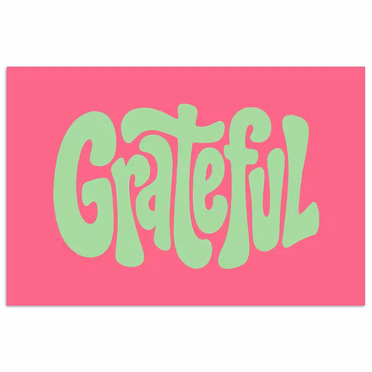Grateful - Groen - Grafisch - Vloeiend poster papier klein -3d