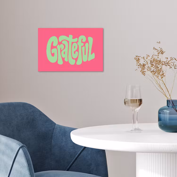 Grateful - Groen - Grafisch - Vloeiend poster papier klein -sfeer3