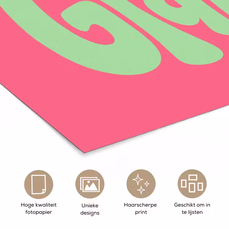 Grateful - Groen - Grafisch - Vloeiend poster papier klein -closeup_NL