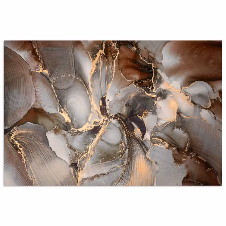 Grijs - Goud - Marmer - Marmerlook poster papier klein -3d
