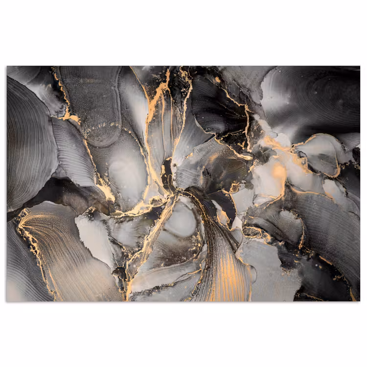 Grijs - Luxe  - Goud - Marmer poster papier klein -3d