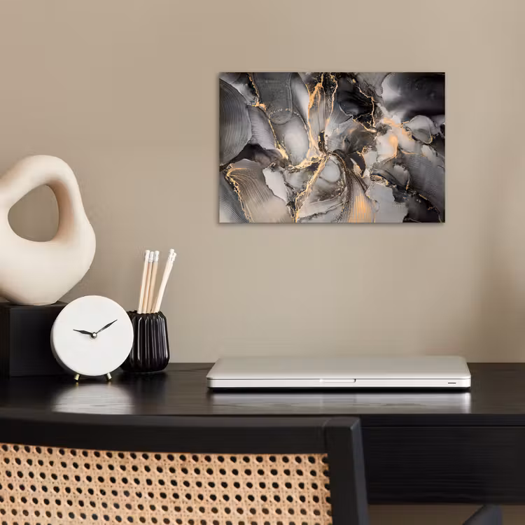 Grijs - Luxe  - Goud - Marmer poster papier klein -sfeer1