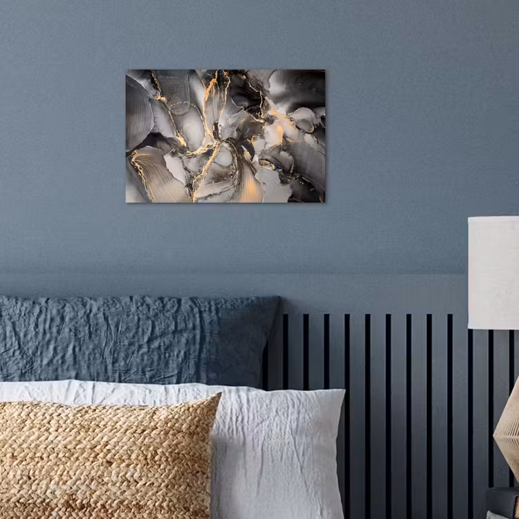 Grijs - Luxe  - Goud - Marmer poster papier klein -sfeer2