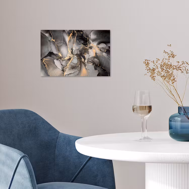 Grijs - Luxe  - Goud - Marmer poster papier klein -sfeer3