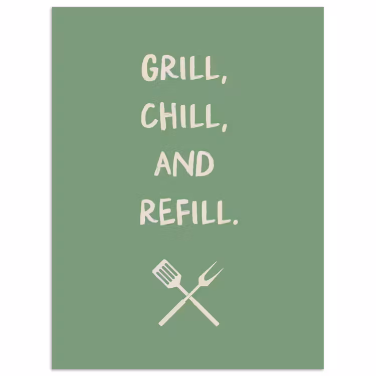Grill - Groen - Zomer - Quote poster papier klein -3d