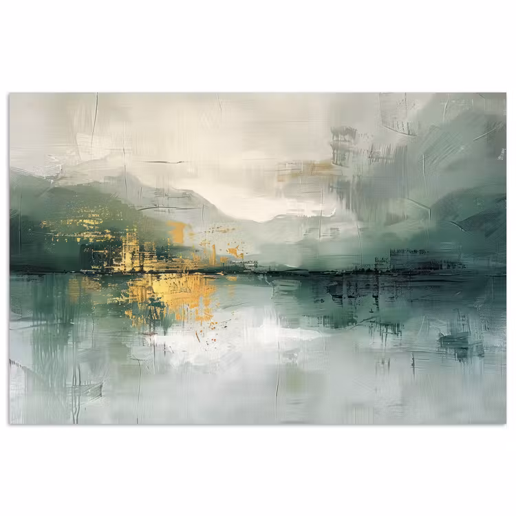 Groen - Modern - Abstract - Goud poster papier klein -3d