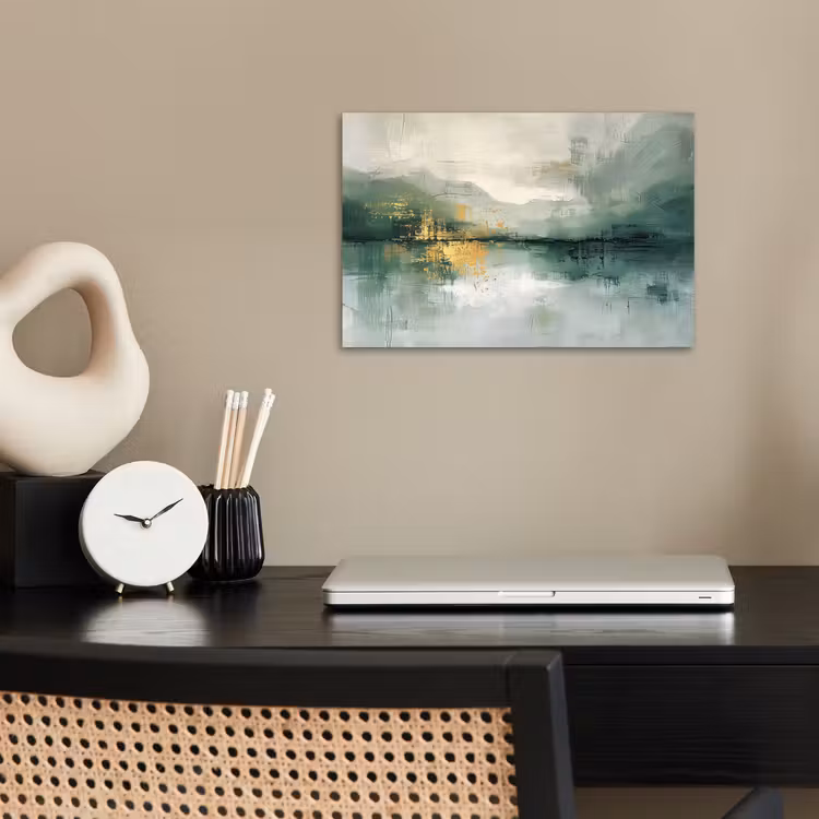 Groen - Modern - Abstract - Goud poster papier klein -sfeer1