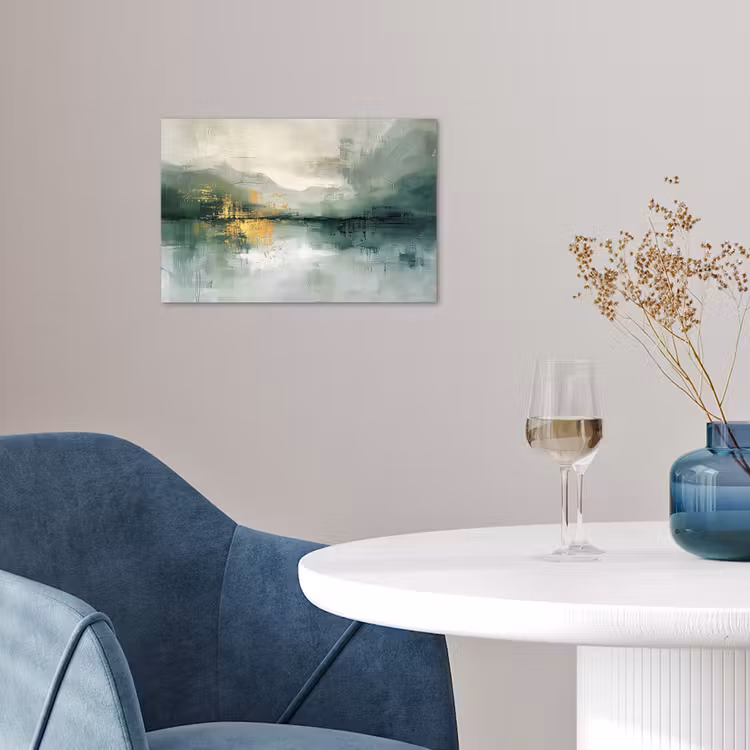 Groen - Modern - Abstract - Goud poster papier klein -sfeer3