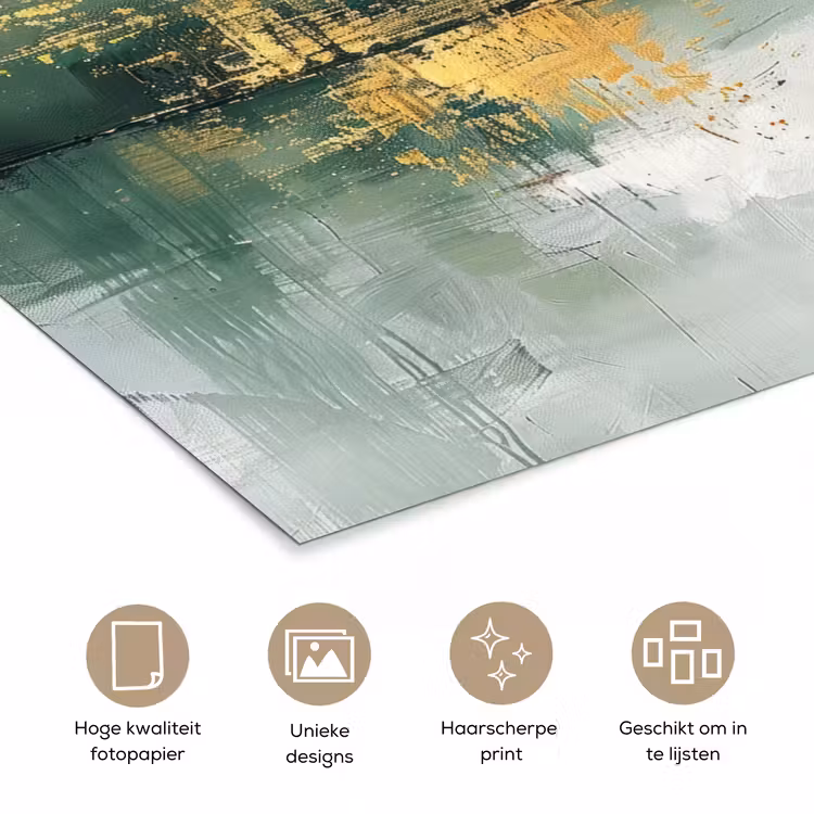 Groen - Modern - Abstract - Goud poster papier klein -closeup_NL